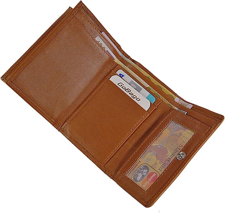 GoBago Branco Damen Geldbörse Leder 6 Farben, Portemonnaie Geldbeutel mit Metall Bügel, Knipser (Nat