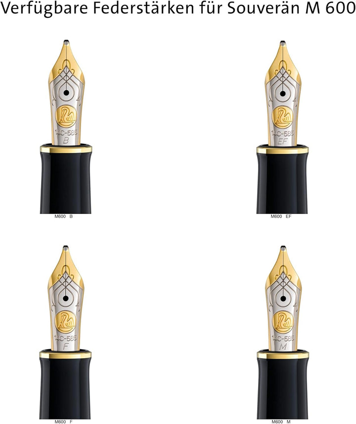 Pelikan Füllhalter Souverän 600, Schwarz, Feder M (mittel), hochwertiger Kolbenfüller im Geschenk-Et