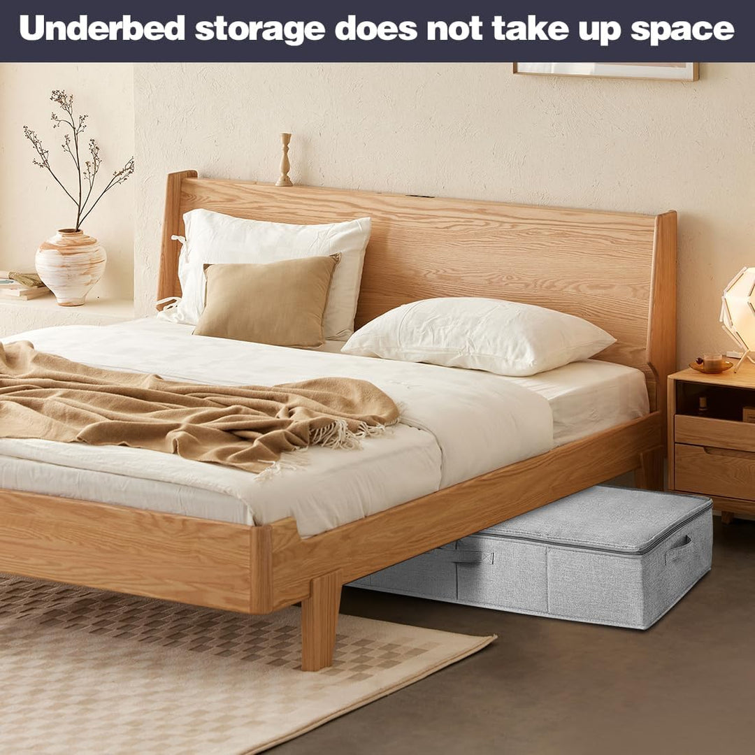 2 Stück Unterbett Aufbewahrungsbox mit Deckel, Grosse Unterbettkommode mit Griff, Faltbare Kleidung