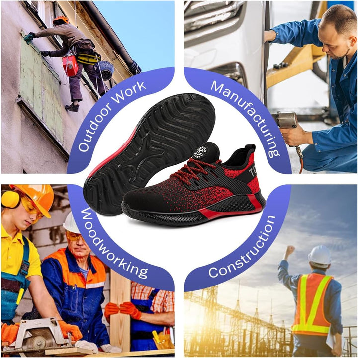 tqgold Sicherheitsschuhe Herren Damen Leicht Arbeitsschuhe | Sportlich Schutzschuhe mit Stahlkappe |