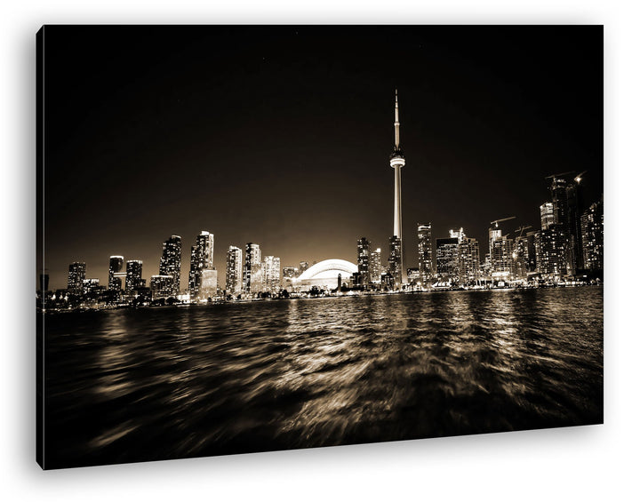 deyoli farbenfrohe Küste von Toronto Format: 80x60 Effekt: Sepia als Leinwand, Motiv fertig gerahmt