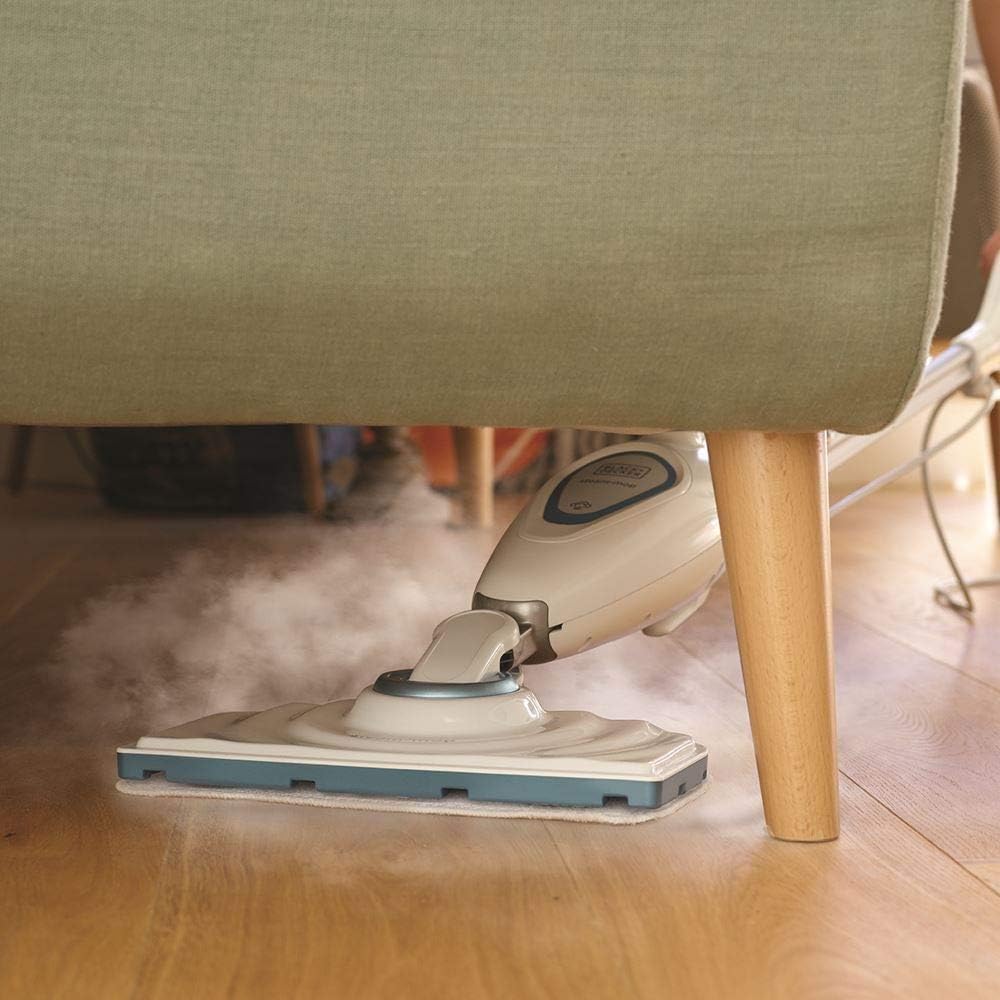 Black+Decker 1600W Steam Mop Dampfbesen BDS1616R (mit abnehmbaren Wassertank, inkl. 2 Pads und 1 Tep