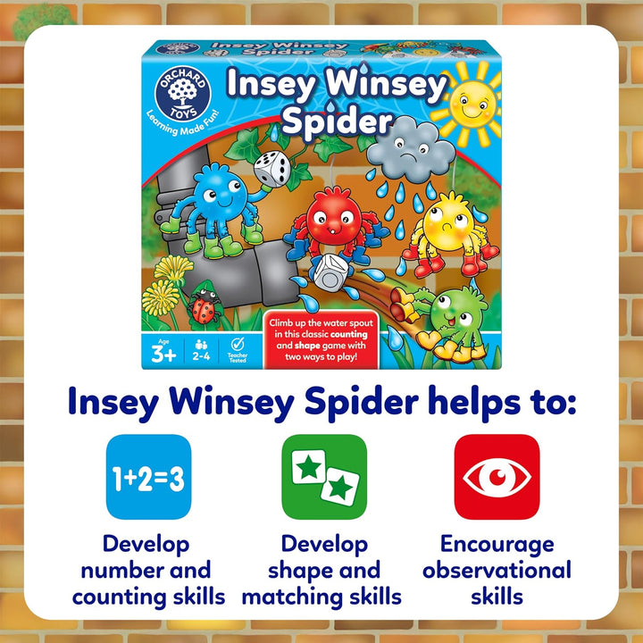 Orchard Toys Insey Winsey Spider Game, Shape and Counting Game for Preschoolers, Perfect for Childre