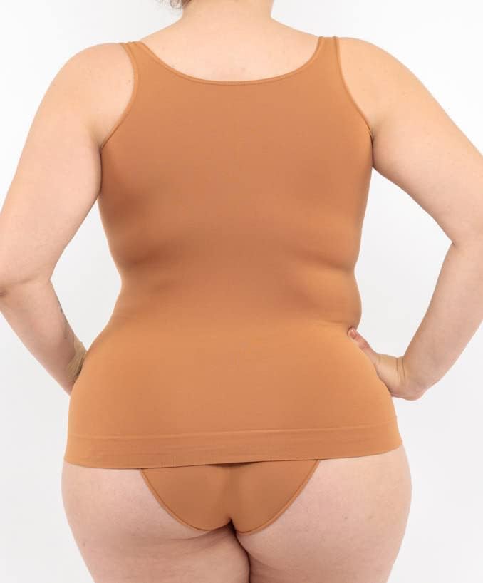 LEELA LAB Unterhemd Damen Grosse Grössen, Tank Top Basic Line, Dünne Träger und Bruststütze, mit Nah