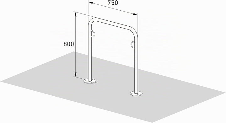 Fahrradanlehnbügel Trust 11, 3er Pack, zum Aufdübeln | 750mm | mit Ringösen | Fahrradständer für 2 F