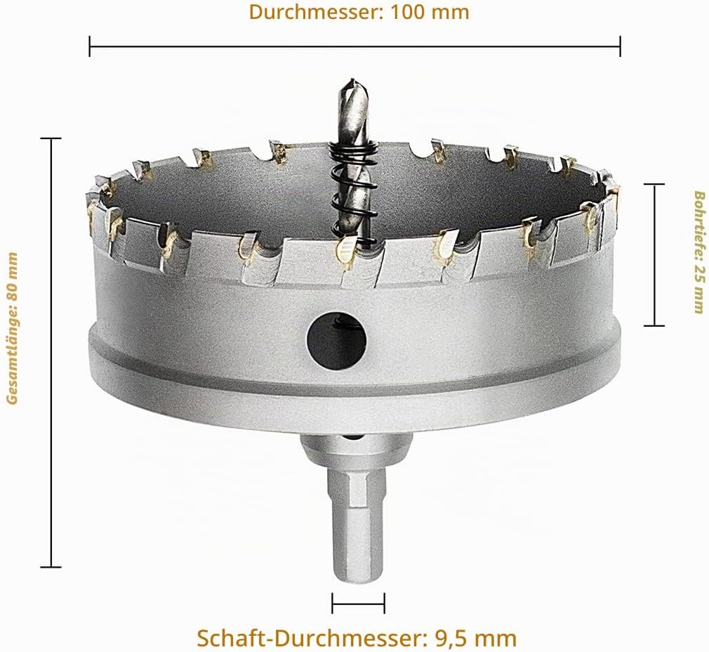 Meccion Lochsäge Hartmetall-Bohrer, Hochwertiger TCT Metall Lochsäge Bohrer für Edelstahl, Eisen, Le