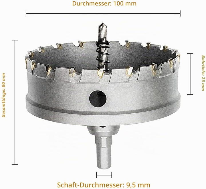 Meccion Lochsäge Hartmetall-Bohrer, Hochwertiger TCT Metall Lochsäge Bohrer für Edelstahl, Eisen, Le