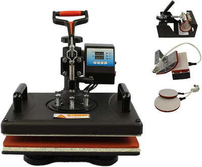 Transferpresse 5 in 1 Textilpresse 38x30cm Hitzepresse 1000W T-Shirt Heat Press 360 Grad Schwenkbar