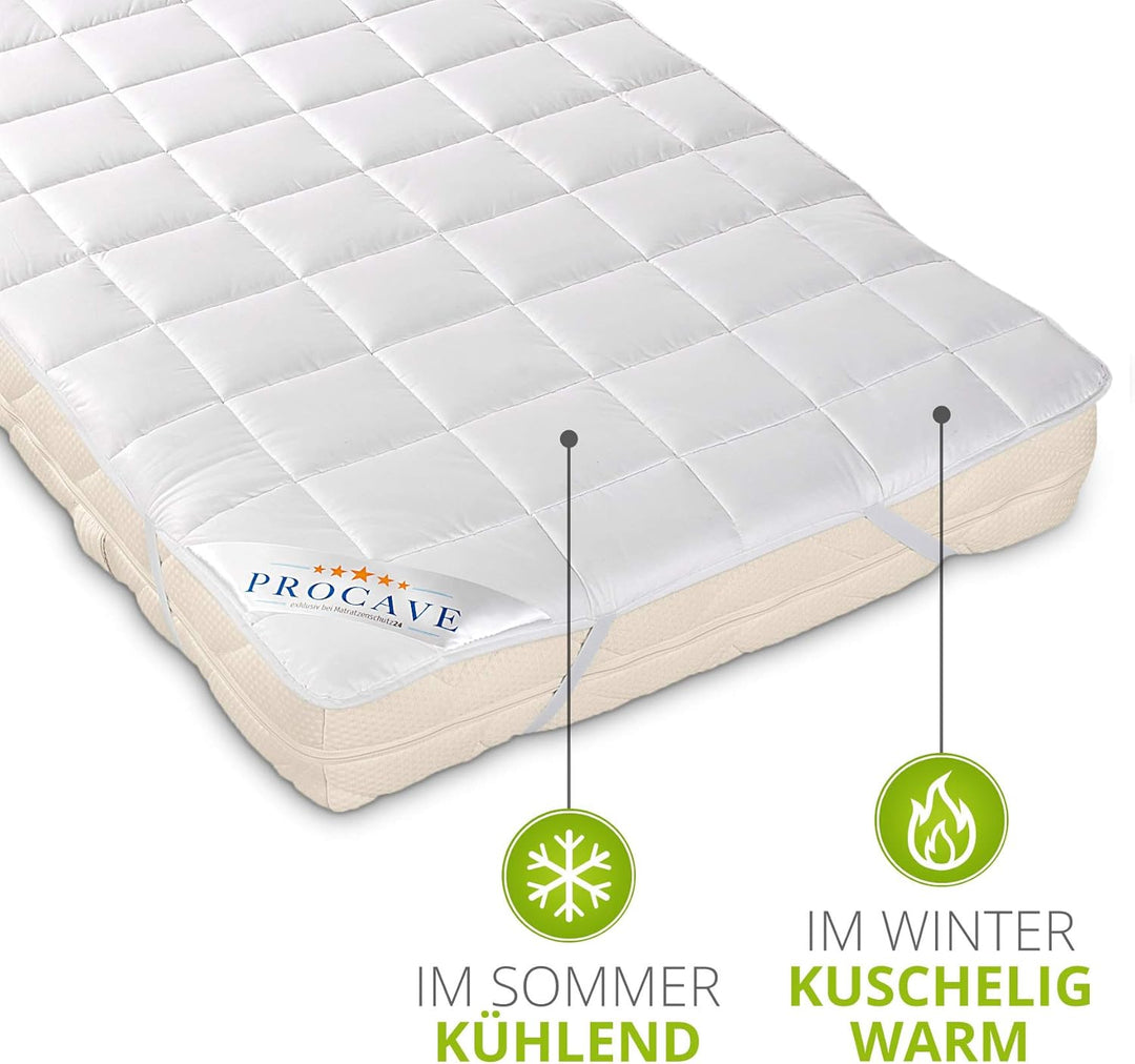 PROCAVE weiches Unterbett aus 100% Baumwolle, atmungsaktiver Matratzen-Schoner, hochwertige Matratze
