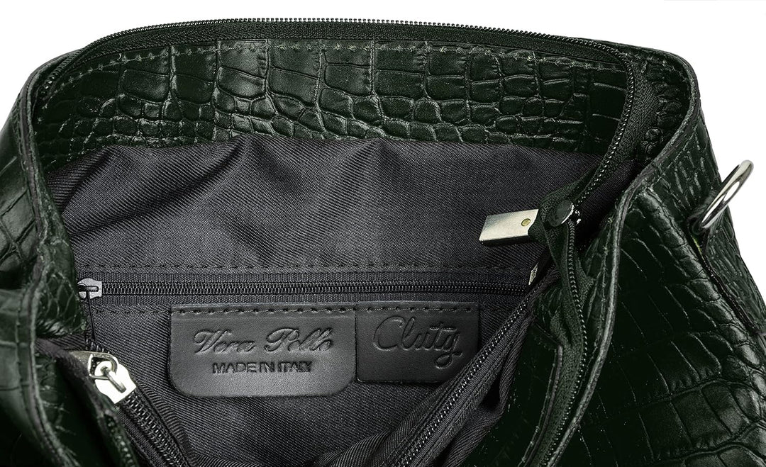 Cluty Umhängetasche echt Leder Damen - 021374 Dunkelgrün, Dunkelgrün