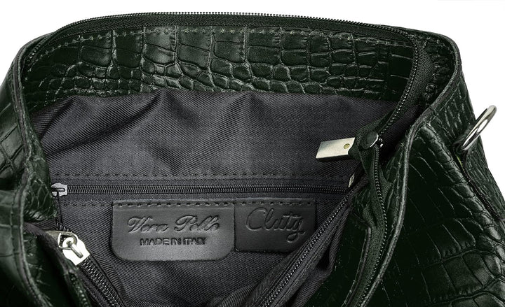 Cluty Umhängetasche echt Leder Damen - 021374 Dunkelgrün, Dunkelgrün