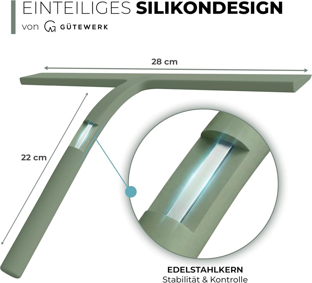 Gütewerk Duschabzieher, Silikon-Abzieher Dusche, Hygienischer Abzieher für Badezimmer, Duschwand &amp; F