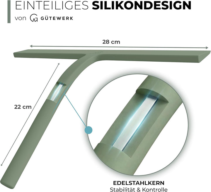 Gütewerk Duschabzieher, Silikon-Abzieher Dusche, Hygienischer Abzieher für Badezimmer, Duschwand &amp; F