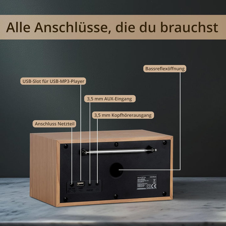 Bennett & Ross DAB-258 NT Vikedal DAB+/FM Digitalradio - Bluetooth Streaming vom Smartphone - USB MP