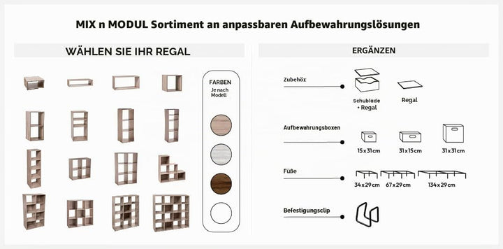 Regal Mix 2 Fächer industriell aus Holz cm holz, cm holz