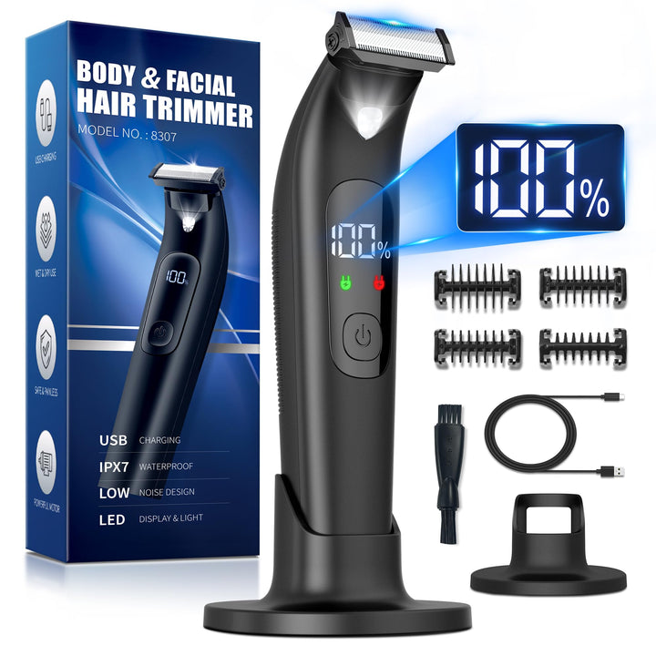 Intimrasierer Mann Rasierer Herren Elektrisch,Wasserdicht Körperrasierer mit LED Licht,Intimbereich