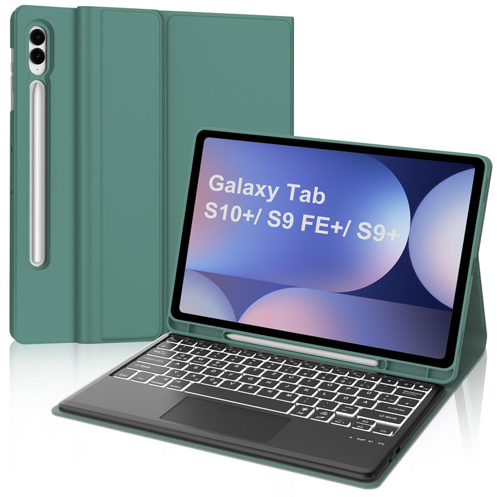 Hülle mit Deutscher QWERTZ-Tastatur für Samsung Galaxy Tab S10 Plus 12,4 Zoll (2024), S9 Plus (2023)