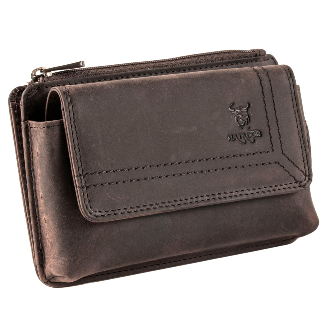 MATADOR 2in1 Echtleder Gürteltasche Handy mit Reissverschlussfach 