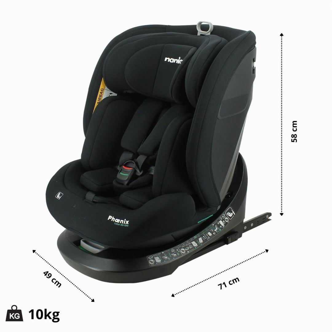 Nania - Kinderautositz Phoenix 360° drehbar - I-Size 40-150 cm - wächst mit von Geburt an bis ca. 12