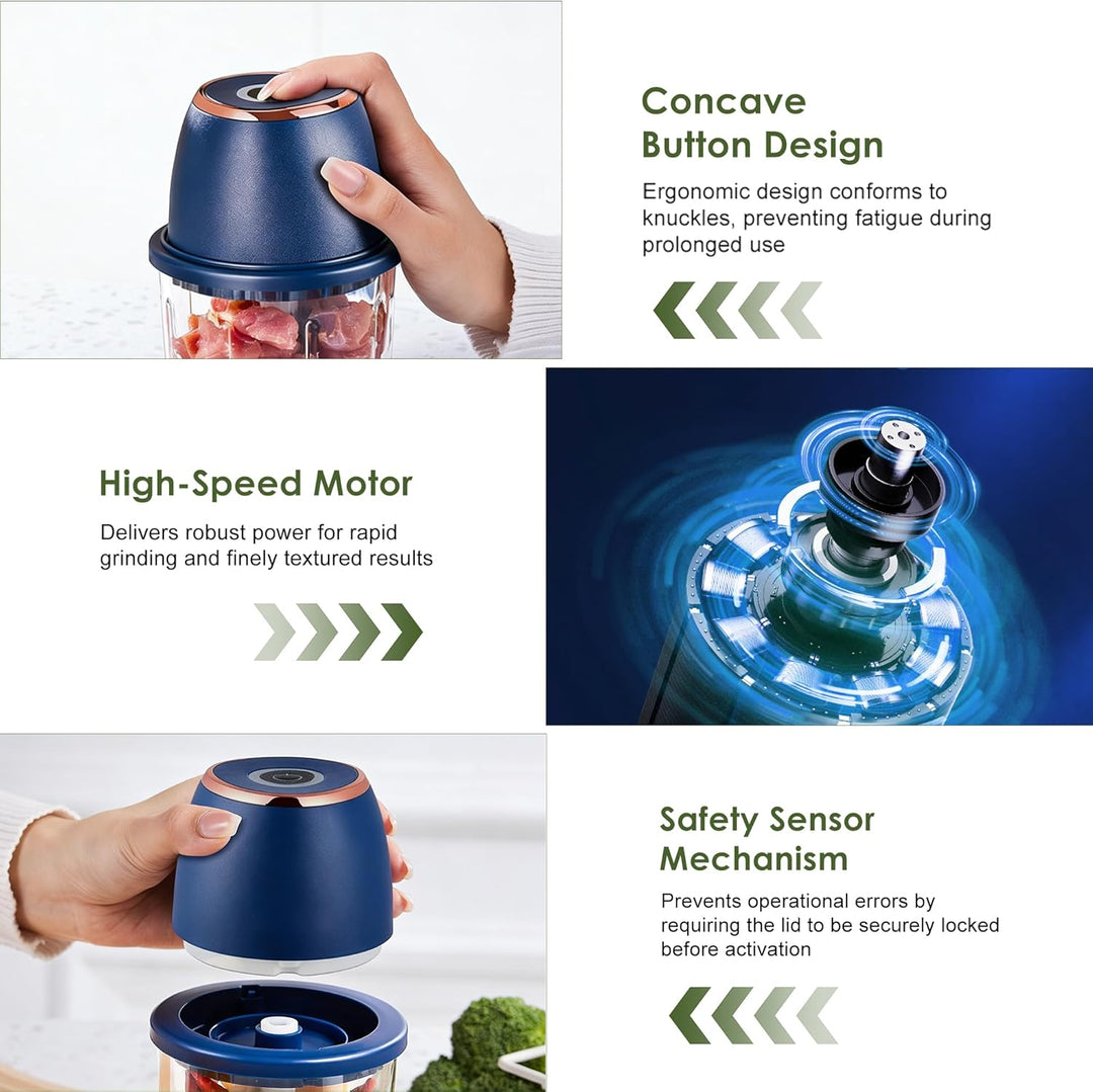 Zerkleinerer Elektrisch 350ml, Gemüsezerkleinerer Zwiebelschneider Elektrisch Multizerkleinerer, 304