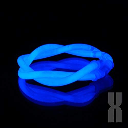 KNIXS 500x Arm-Knicklichter – Blau leuchtend inkl. 500x 3D-Verbinder und 10x Ballverbinder und 7-Loc