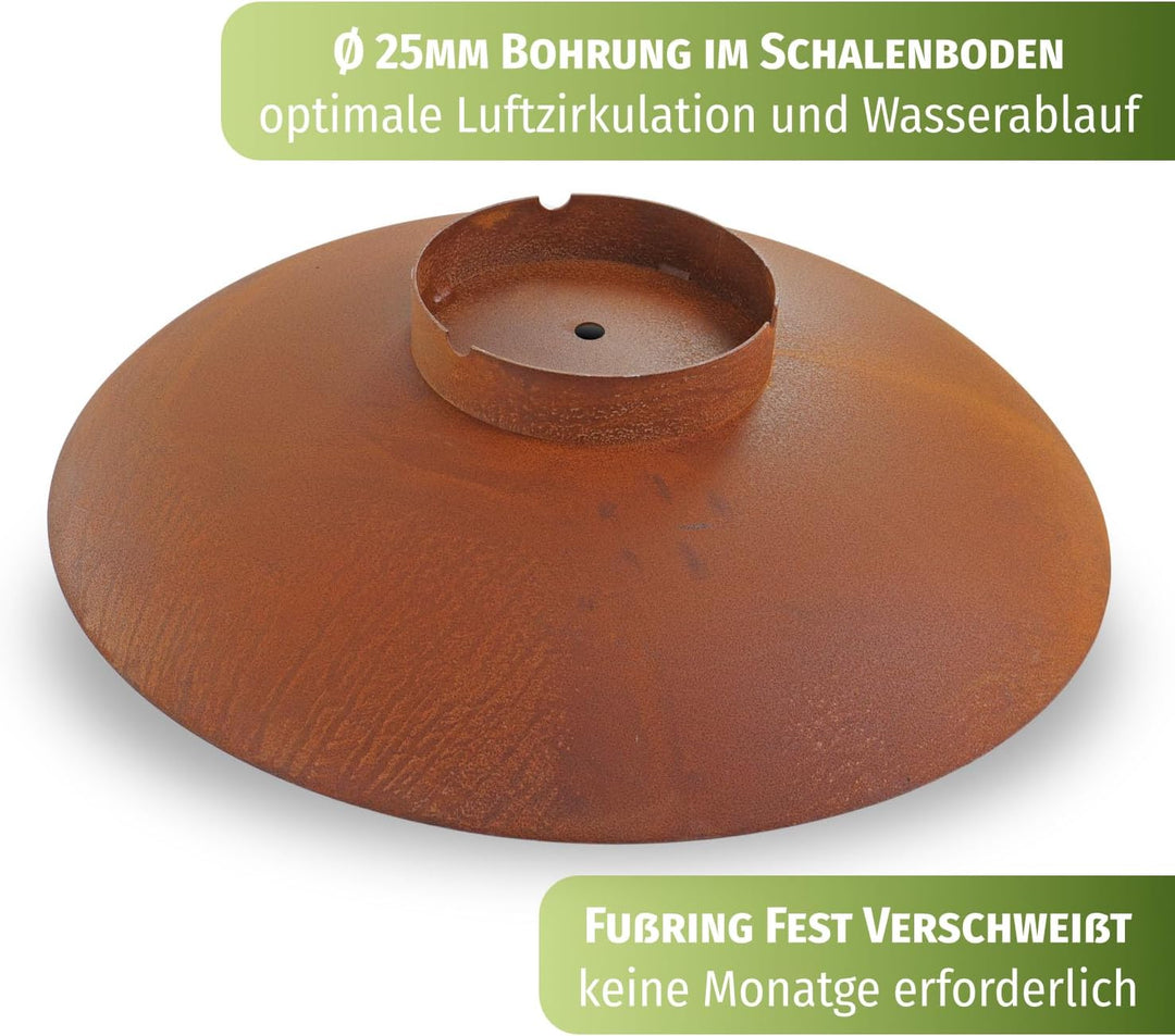 CLGarden 80cm Feuerschale robust aus 3mm Cortenstahl CFS80 Made in Germany Rost Schale Feuerstelle r