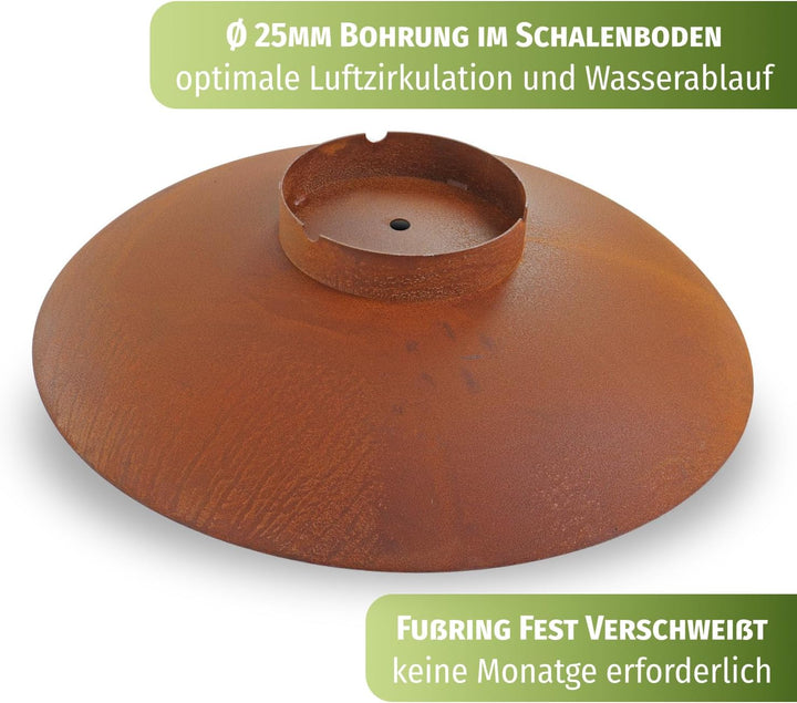 CLGarden 80cm Feuerschale robust aus 3mm Cortenstahl CFS80 Made in Germany Rost Schale Feuerstelle r