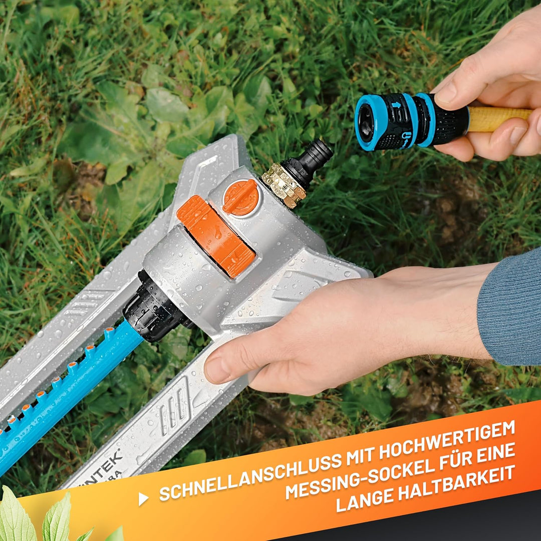 GRÜNTEK Metall Oszillations-Rasensprenger, Beregner mit flexiblem Bewässerungsbereich, Rasen-Sprenge