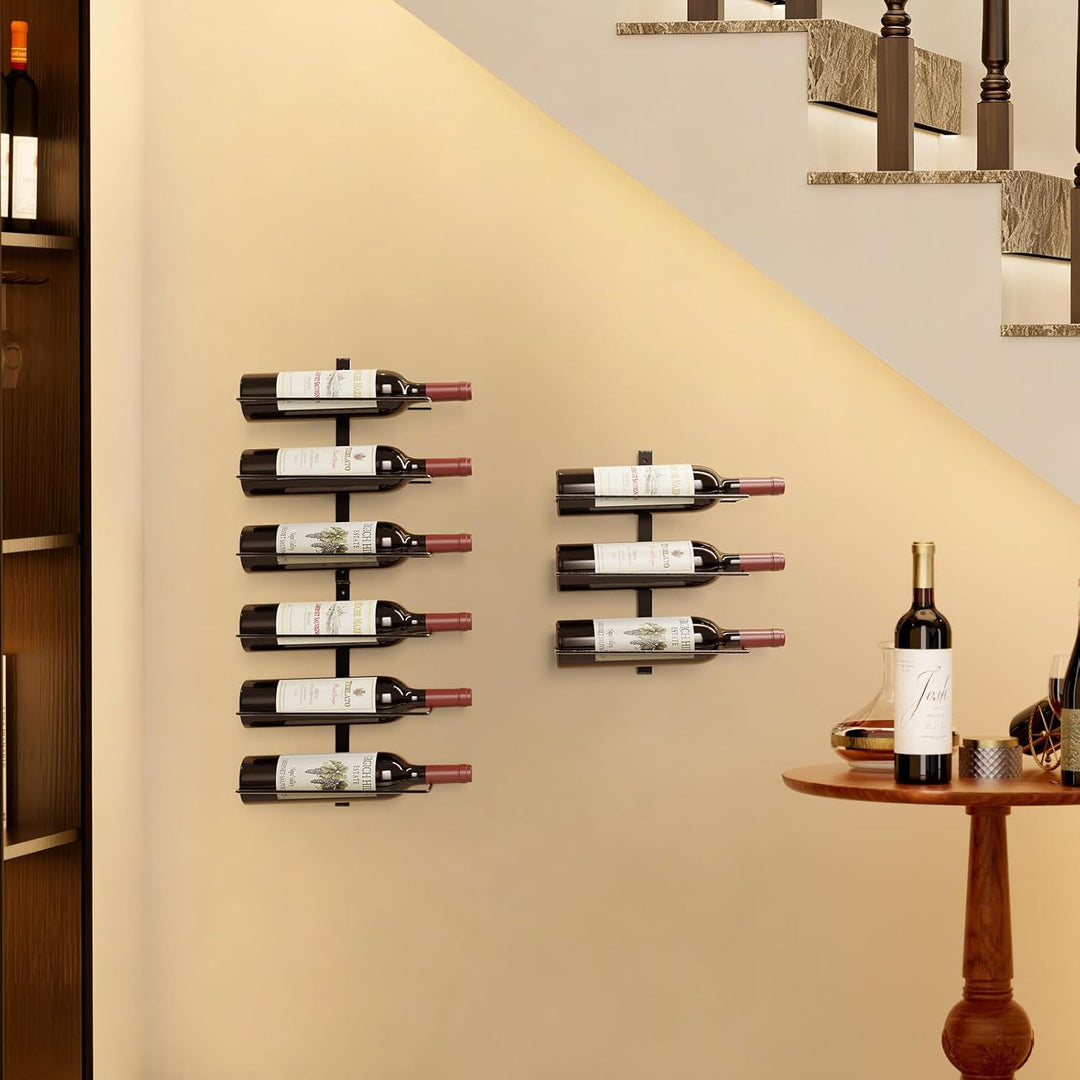 TJ.MOREE Wandmontiertes Weinregal für 9 Flaschen, robuste Metallhalterung für Wein, Champagner und S