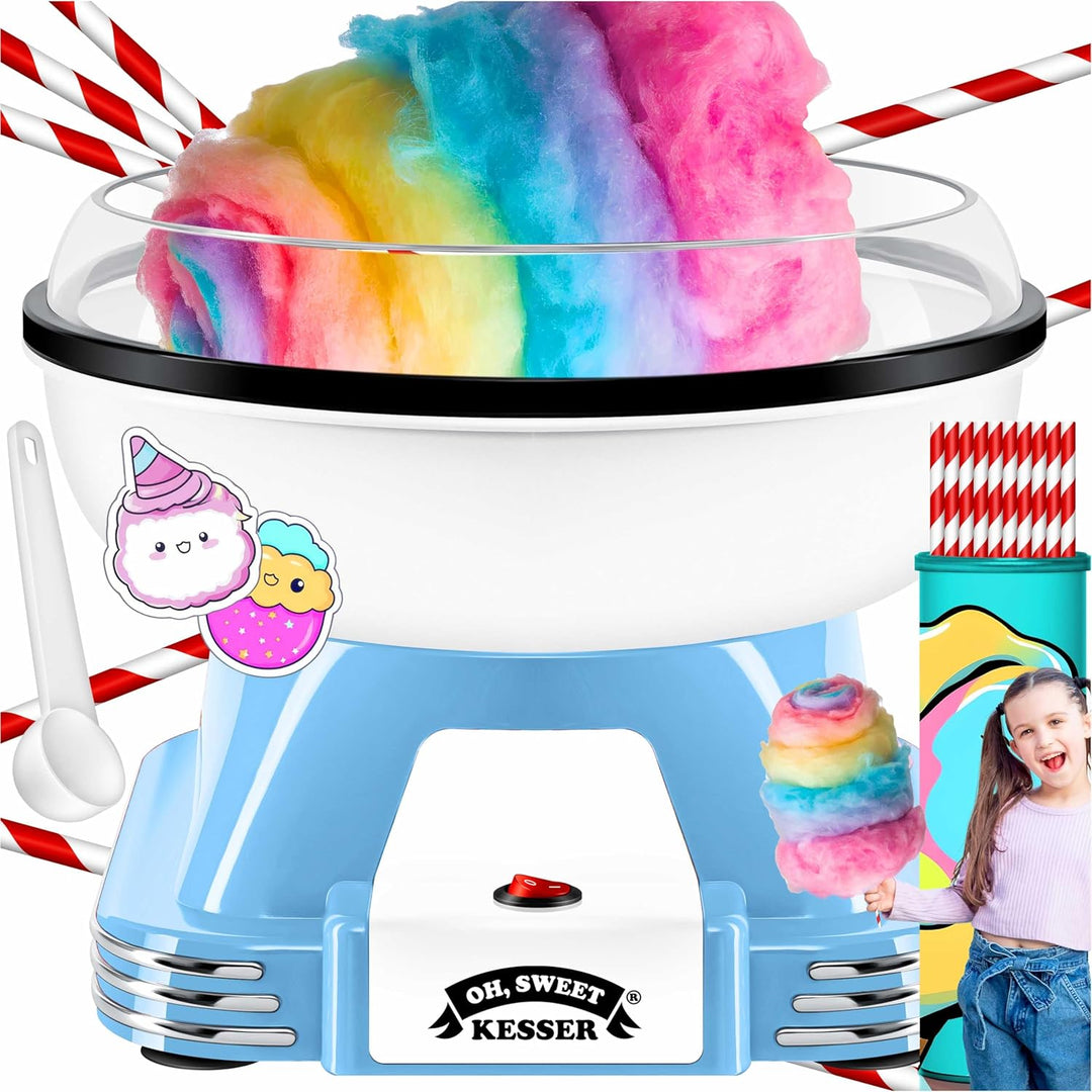 KESSER® Zuckerwattemaschine Set für Dein zuhause - Mit 30x Zuckerwatte Stäbchen & Messlöffel - Retro