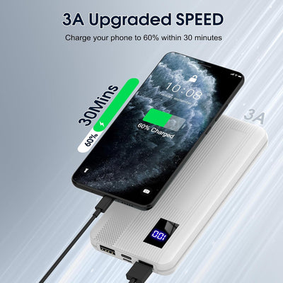 Power Bank, 10000mAh Powerbank Klein Aber Stark, Externe Handyakkus USB C Port, Externer Akku LED Di