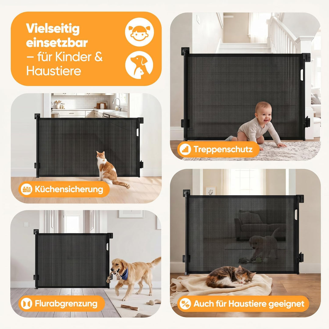 Sekey Treppenschutzgitter Ausziehbar 0-150 cm, Höhe 97 cm,Treppenschutzgitter ohne Bohren, Absperrgi