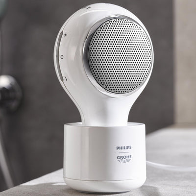 GROHE Aquatunes | BADACCESSOIRES - Bluetooth DUSCHLAUTSPRECHER | wasserdicht, mit Induktion-Ladestat