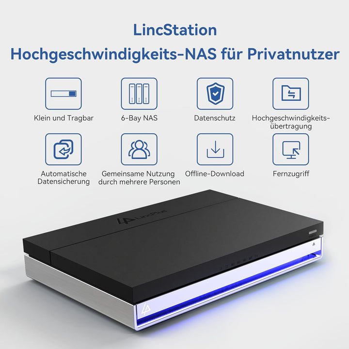 LincStation N2 6-Bay NAS-Server - Intel N100 Quad-Core | 16GB LPDDR5 | 128GB eMMC | 10GbE | 2X SATA