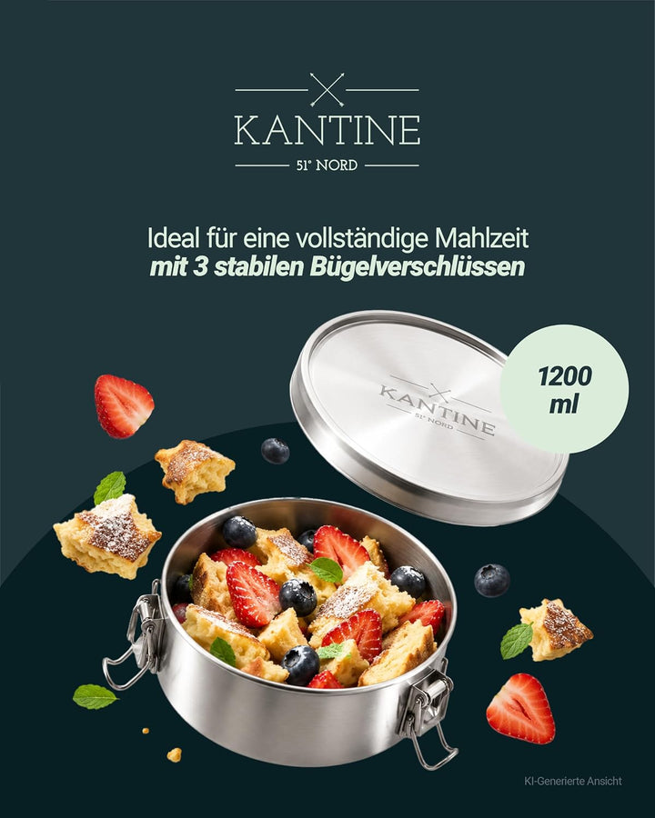 Kantine 51° Nord Lunchbox Edelstahl 1200 ml | Auslaufsichere Tiffin Box, für Erwachsene &amp; Kinder, Br