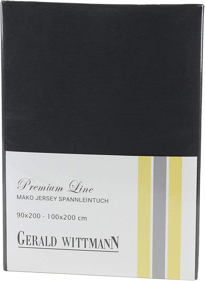 Gerald Wittmann Premium Spannbettlaken 180x200 - 200x200 cm, 100% Baumwolle Jersey, Anthrazit Anthra