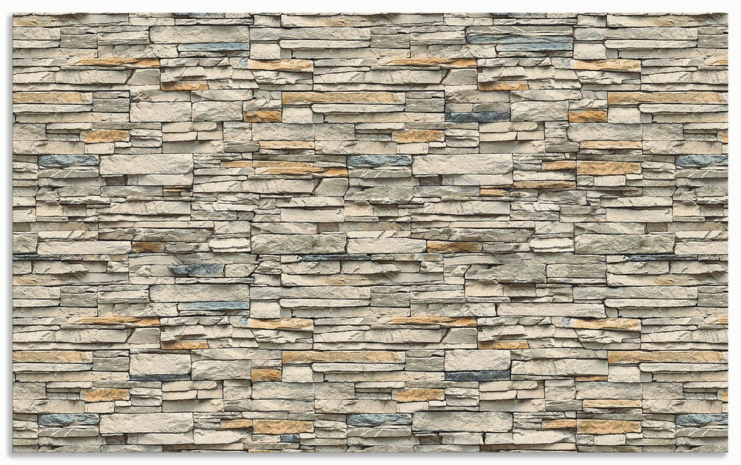 ARTland Spritzschutz Küche aus Alu für Herd Spüle 90x55 cm (BxH) Küchenrückwand mit Motiv Steinwand