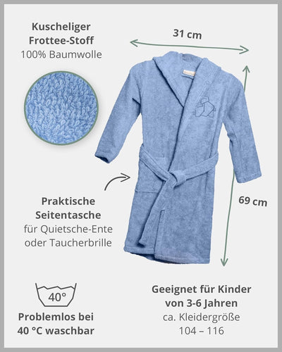 ULLENBOOM Bademantel Kinder, Frottee aus 100% Baumwolle (OEKO-TEX zertifiziert), Made in EU - Badeha