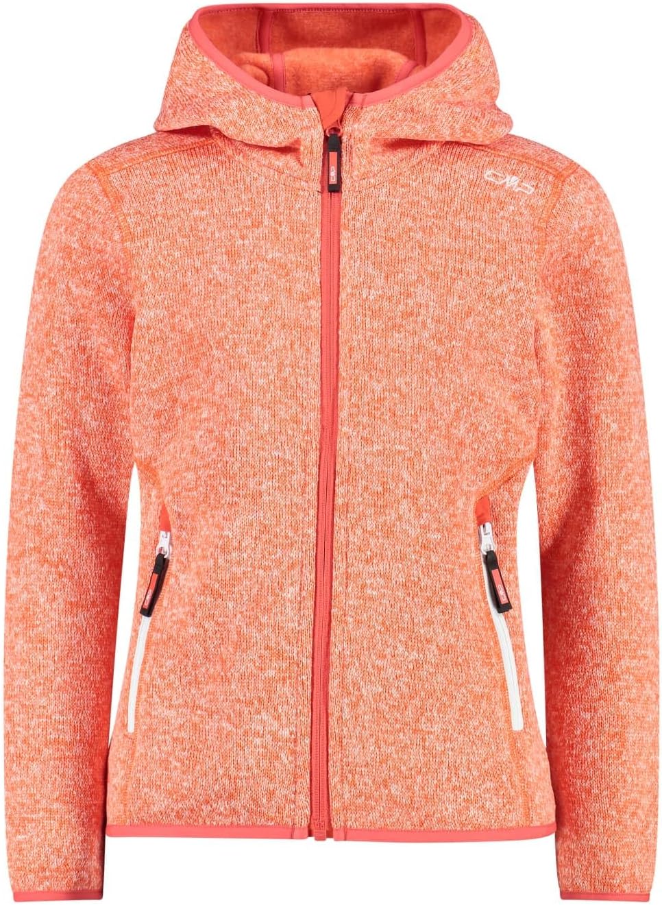 CMP Jungen Fleecejacke Knitted Fix Hood 98 Campari-Weiss, 98 Campari-Weiss
