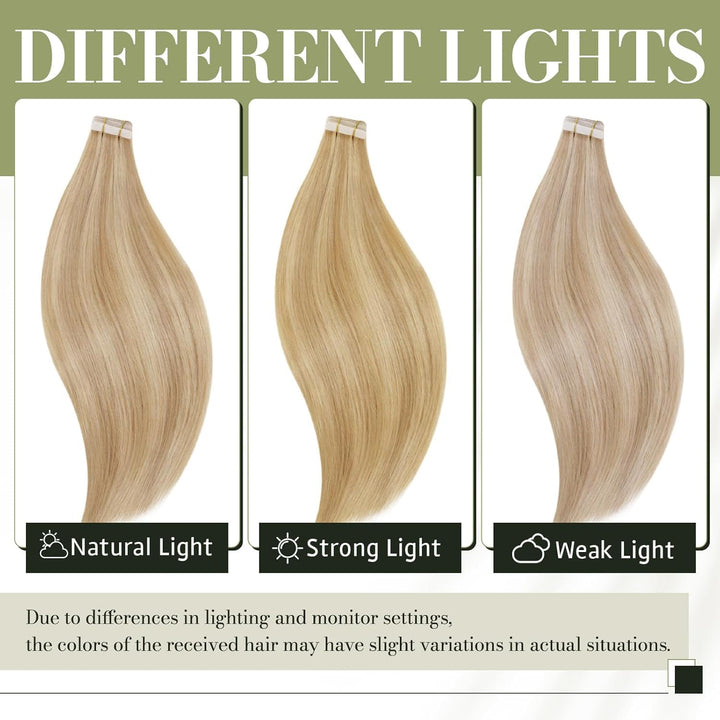 RUNATURE Tape Echthaar Extensions Blond Highlight 35cm Remy Echthaar Tape in Extensions Menschenlich