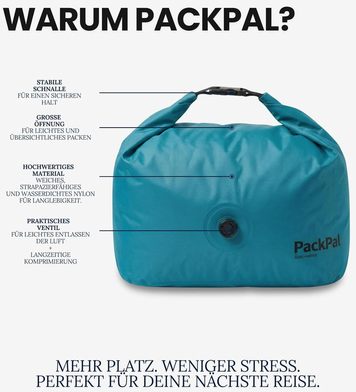 PackPal Medium Komprimierungs-Beutel 25L | Vakuumbeutel ohne Pumpe | Platzsparender Rucksack & Koffe