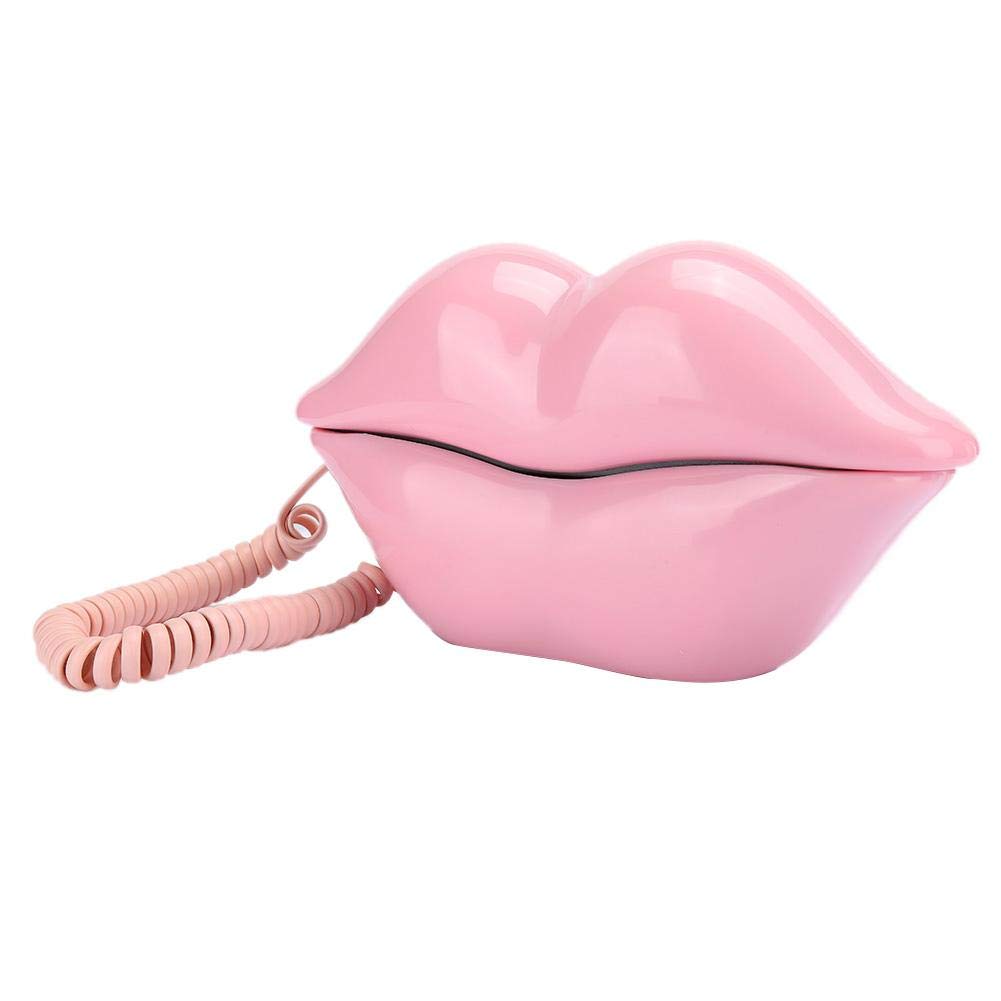 Annadue Europäisches Festnetztelefon mit rosa Lippen, Retro-Neuheit, schnurgebundenes Telefon, mit T