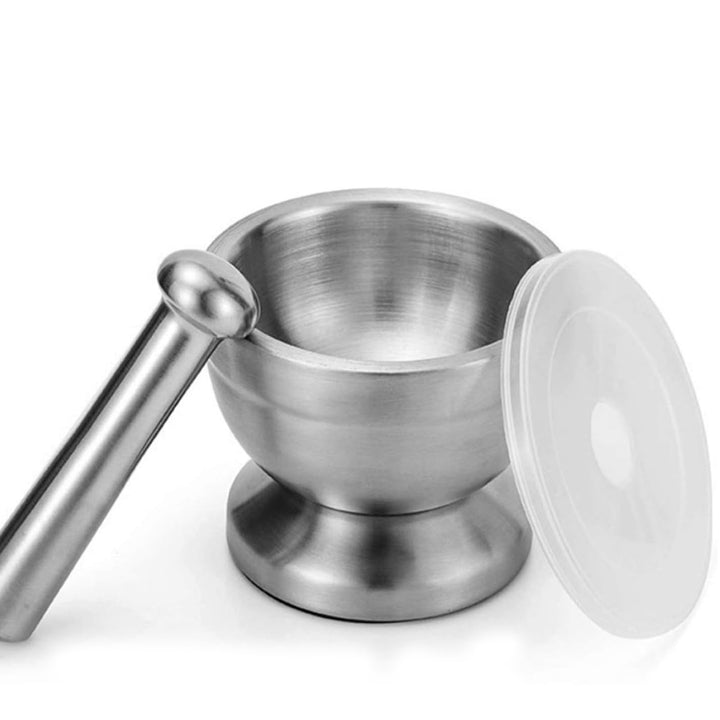 Mörser und Stössel Sets, Lebensmittelecht Pestle and Mortar Stainless Steel Mit Kunststoffabdeckung,