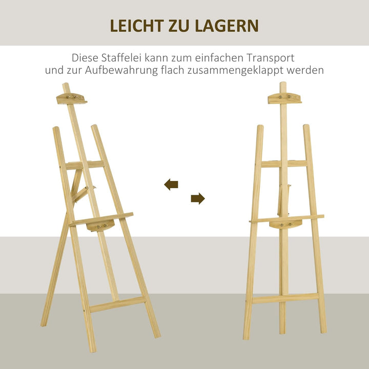 HOMCOM Staffelei Holz 134,5 cm hoch Holzstaffelei für Leinwände bis 108 cm Feldstaffelei Atelierstaf