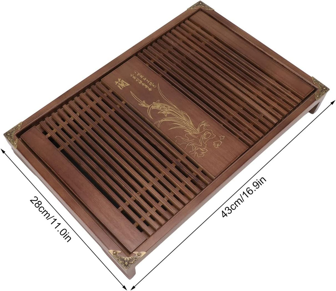 Restokki Kungfu-Teetablett, Abfluss, Wasserspeicher, Holz-Teetisch für chinesisches Gongfu-Tee-Servi