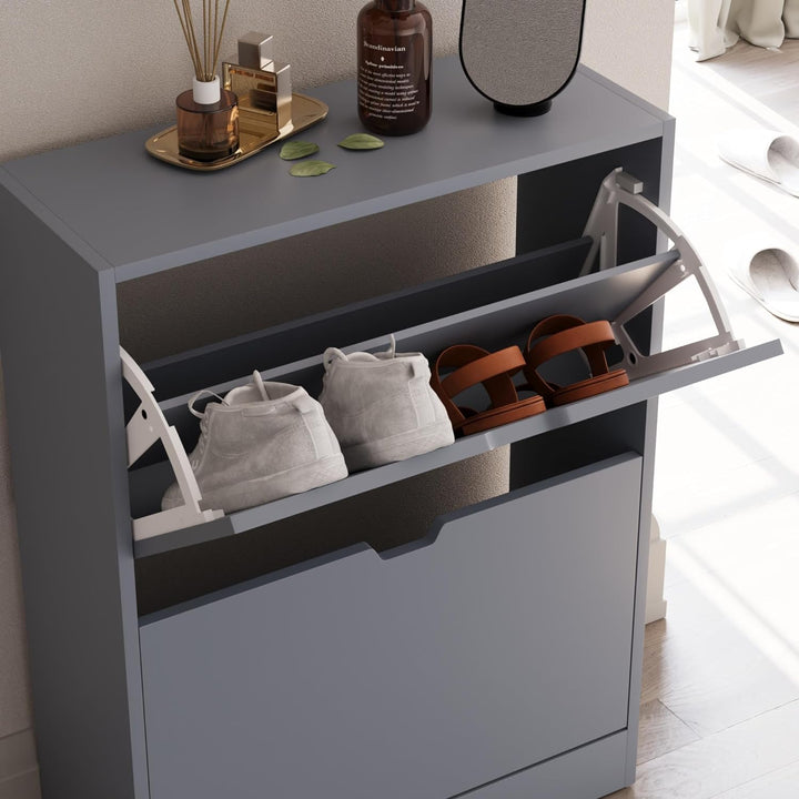 Vida Designs Schuhschrank, Grau, 80H x 60W x 24D, Grau