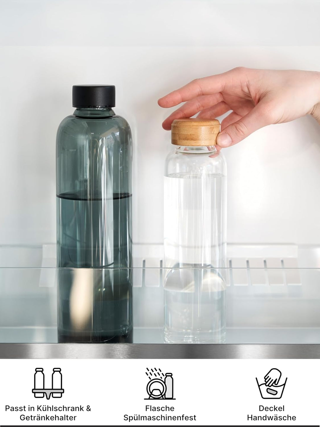 spottle Trinkflasche Glas 1L - Glasflasche in 500ml - 750ml oder 1 Liter - Glas Wasserflasche für Ko