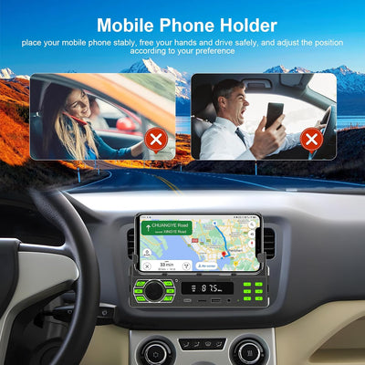 Podofomit Autoradio 1 DIN Stereo mit Handyhalterung Bluetooth 5.1 Freisprecheinrichtung, 12V Autorad