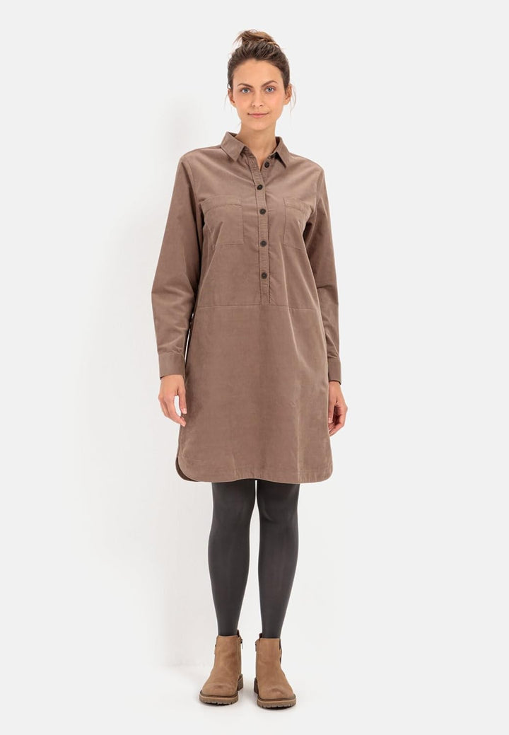 camel active Damen Hemdblusenkleid mit Langen Ärmeln XS Light Walnut, XS Light Walnut
