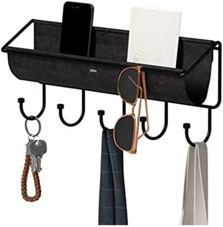 Umbra Hammock Wandablage mit Haken, Stoff, Schwarz, 41.5 x 18 x 8.5 cm, Schwarz